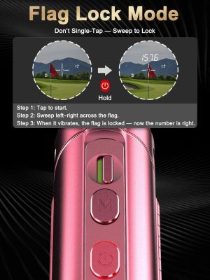 Golf Rangefinder with Slope - 1300 Y Golf RangeFinder, Flag Lock Vibration | 7X Zoom, Strong Magnet Mount (Pink) - Image 3