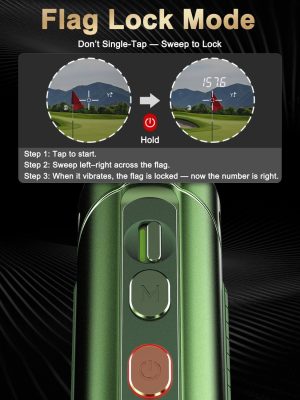 Swinora Golf Rangefinder with Slope - 1300 Y Golf RangeFinder, Flag Lock Vibration | 7X Zoom, Strong Magnet Mount (Green) - Image 3
