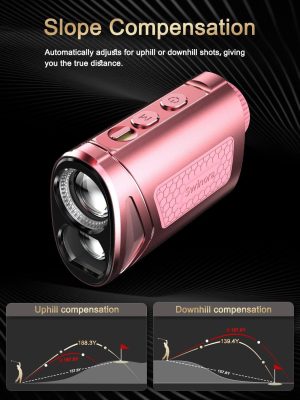 Golf Rangefinder with Slope - 1300 Y Golf RangeFinder, Flag Lock Vibration | 7X Zoom, Strong Magnet Mount (Pink) - Image 4