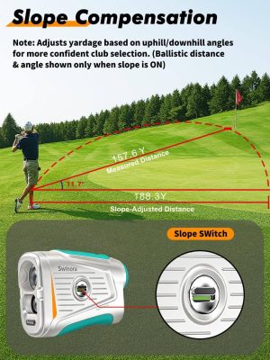 Magnetic Golf Rangefinder with Slope – 7X Magnification, 1300Y Range Finder Golf for All Levels, Fast Flag Lock Vibration, Rechargeable, Waterproof (blue) - Image 3