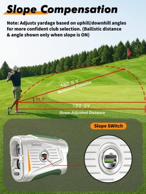 Magnetic Golf Rangefinder with Slope – 7X Magnification, 1300Y Range Finder Golf for All Levels, Fast Flag Lock Vibration, Rechargeable, Waterproof (darkgreen) - Image 4