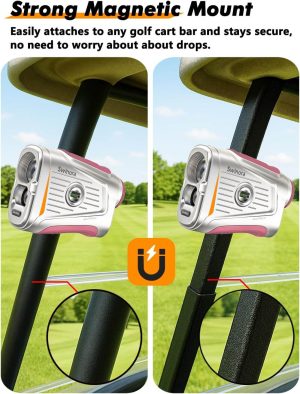 Magnetic Golf Rangefinder with Slope – 7X Magnification, 1300Y Range Finder Golf for All Levels, Fast Flag Lock Vibration, Rechargeable, Waterproof (Pink) - Image 5